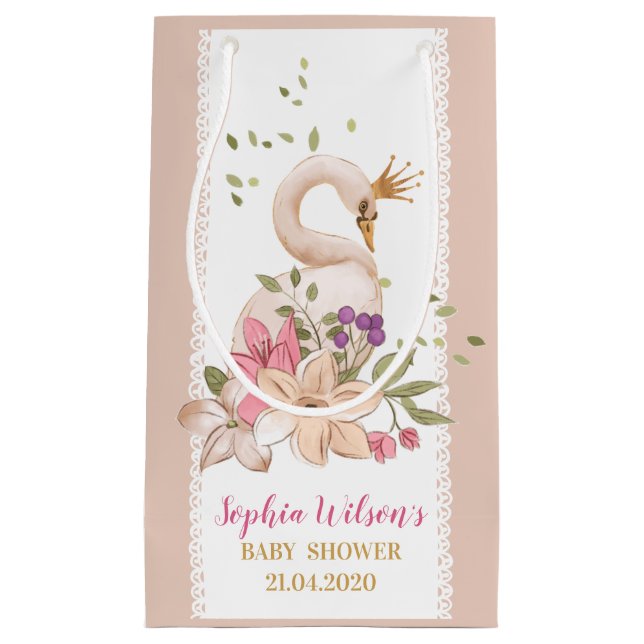 Swan Princess Birthday/ Baby Shower Small Gift Bag (Front)