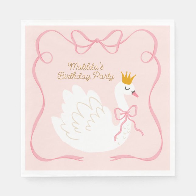 Swan Princess Birthday  Napkins (Front)