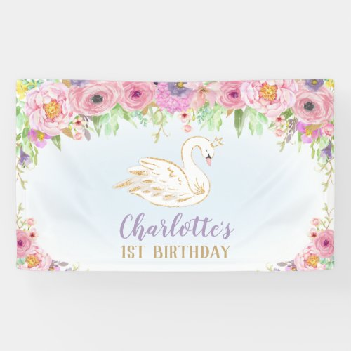 Swan Princess Birthday Party Backdrop Wall Decor Banner