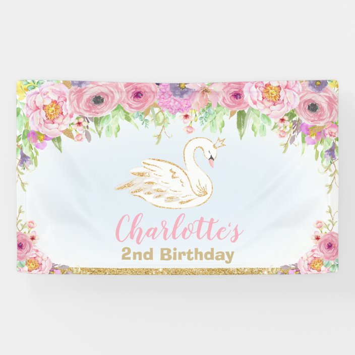 Swan Princess Birthday Party Backdrop Wall Decor Banner Zazzle