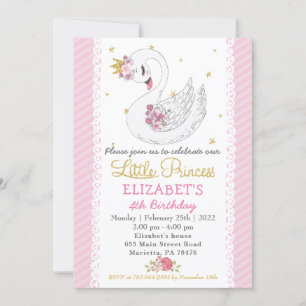 Swan Princess Birthday Party Invitation