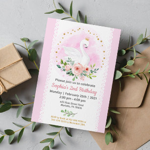 Swan Princess Birthday Party Invitation