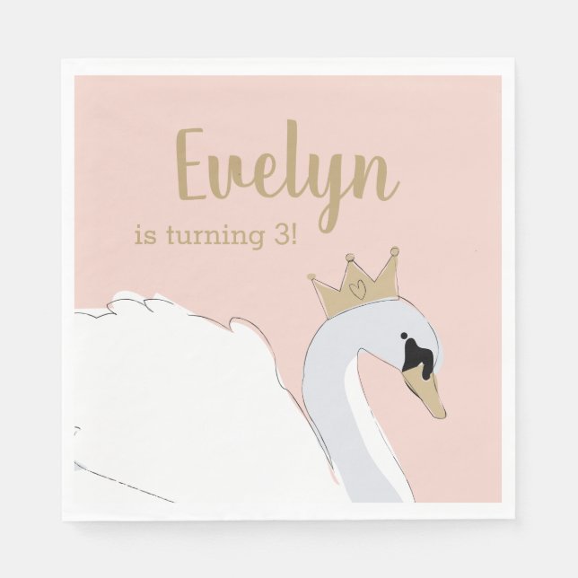 Swan Princess Birthday Party Napkins (Front)