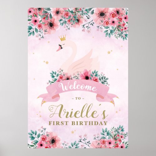 Swan Princess Birthday Party Welcome Sign
