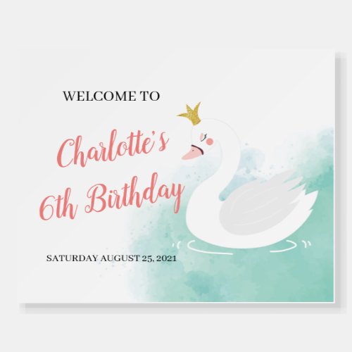 Swan Princess Birthday Welcome Sign Swan Lake Pos Foam Board