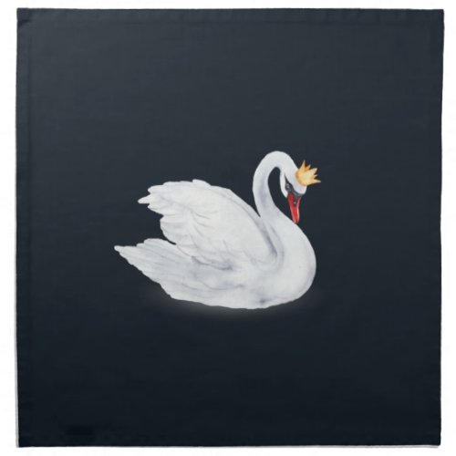 Swan Princess Black and White Cloth Napkin