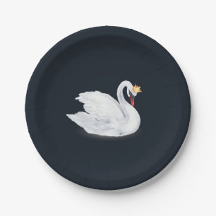 Swan Princess Black and White Paper Plates