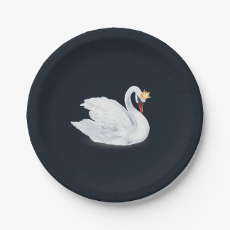 Swan Princess Black and White Paper Plates