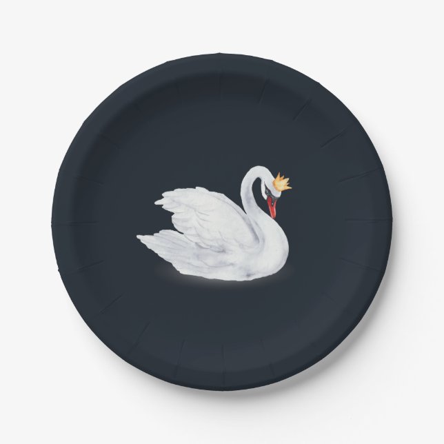 Swan Princess Black and White Paper Plates (Front)