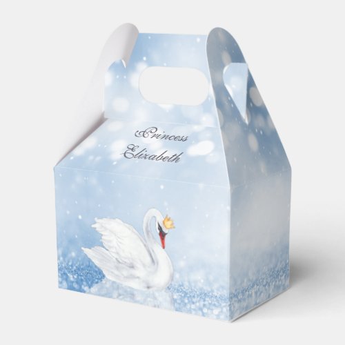 Swan Princess Blue Glitter Girls Birthday  Favor Boxes