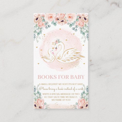 Swan Princess Blush Pink Floral Books for Baby Enc Enclosure Card