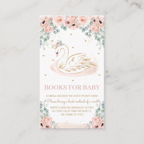 Swan Princess Blush Pink Floral Books for Baby Enclosure Card