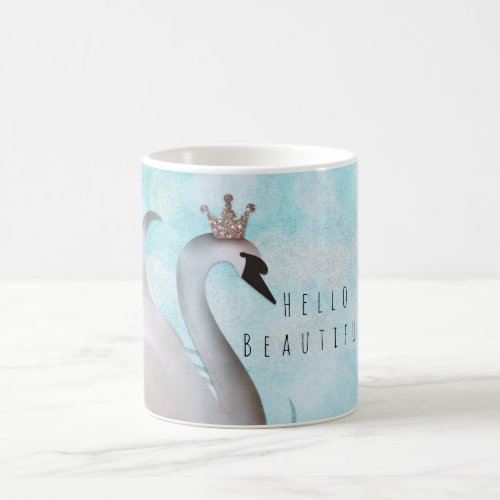 Swan Princess Faux Gold Glitter Chic Fairy Tale Coffee Mug
