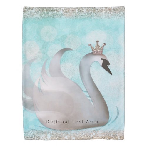 Swan Princess Faux Gold Glitter Chic Fairy Tale Duvet Cover