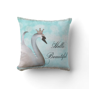Swan Princess Faux Gold Glitter Fairy Tale Custom Throw Pillow