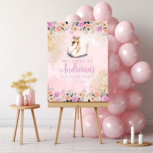 Swan Princess Florals Welcome Sign