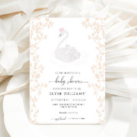 Swan Princess Girl Baby Shower Invitation