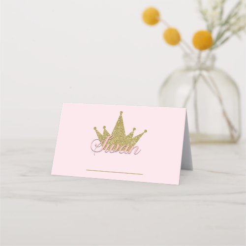 Swan Princess Gold Birthday Party Food Tents Place Card