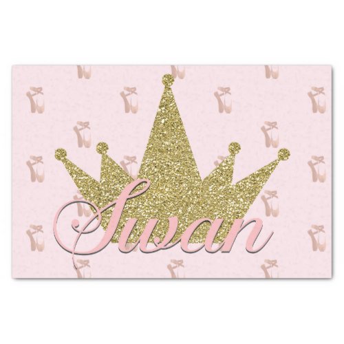 Swan Princess Gold Glitter Crown Birthday Party Tissue Paper