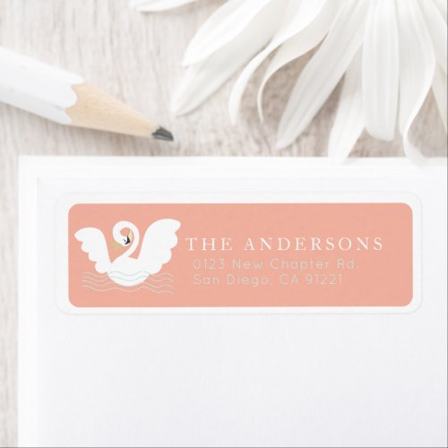 Swan Princess Modern Pink Return Address Label