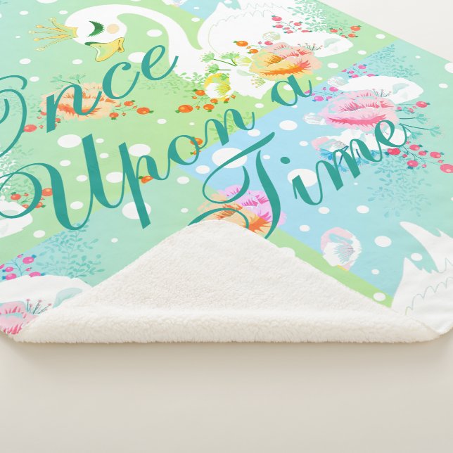 Swan Princess Pattern Custom "Once Upon a Time" Sherpa Blanket (3/4)