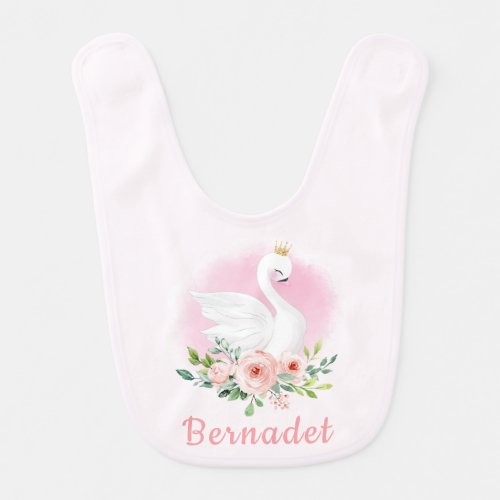 Swan Princess Personalized with name Baby Bib