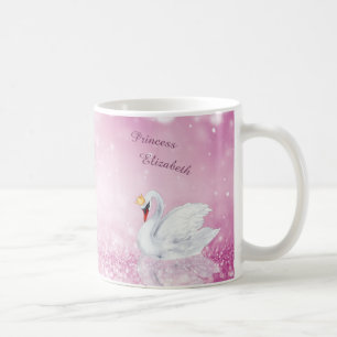 Swan Princess Pin Glitter Lake Monogram Coffee Mug