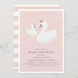 Swan Princess Pink Baby Shower Invitation