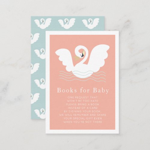 Swan Princess Pink Girl Baby Shower Book Request Enclosure Card