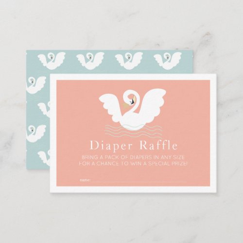 Swan Princess Pink Girl Diaper Raffle Ticket Enclosure Card