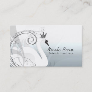 Swan Princess Silver & White Elegant Custom Chic Business Card