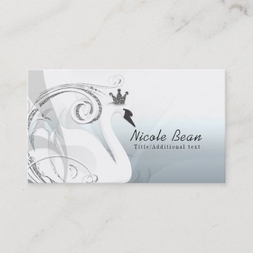 Swan Princess Silver  White Elegant Custom Chic Business Card