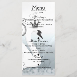 Swan Princess Silver & White Elegant Custom Menu