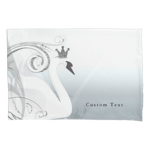Swan Princess Silver  White Elegant Fairy Tale Pillow Case