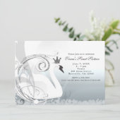 Swan Princess Silver & White Elegant Invitations (Standing Front)