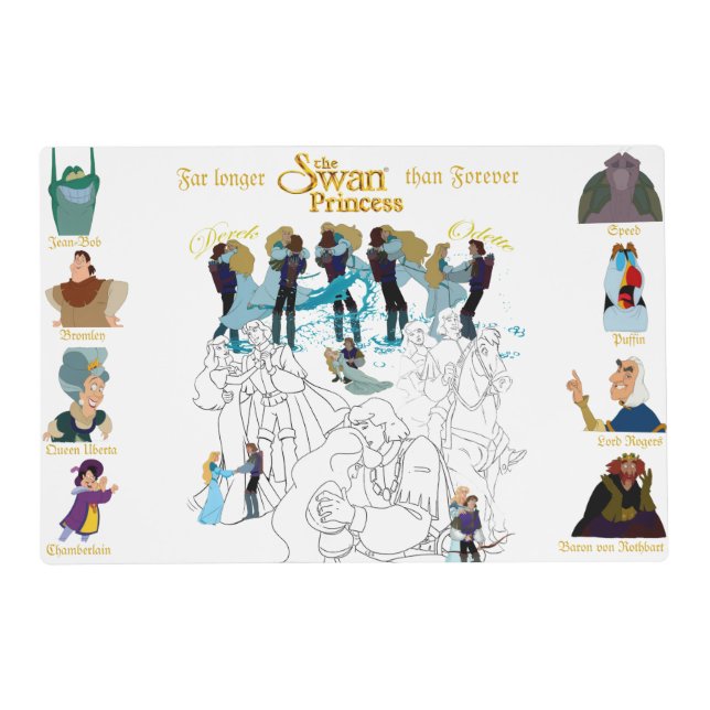 Swan Princess Sketch Double-sided Meal Placemat (Front)