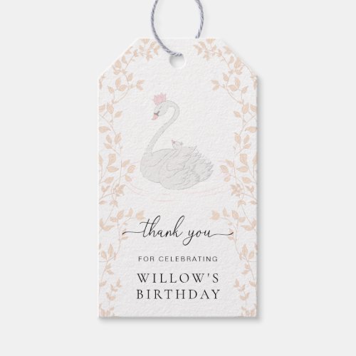 Swan Princess Thank You Birthday Favor Gift Tags