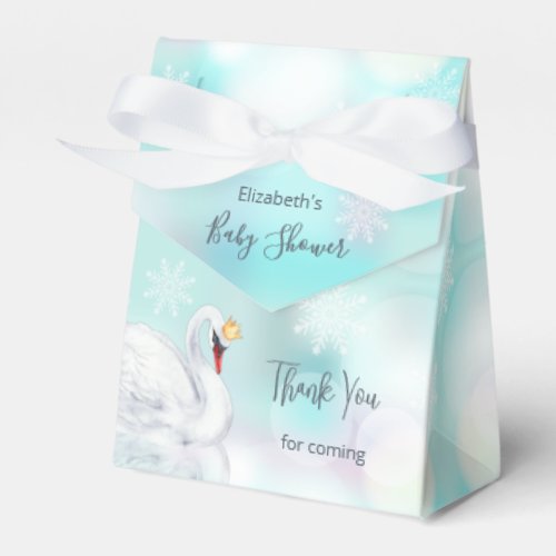 Swan Princess  Winter Baby Shower  Thank You  Favor Boxes