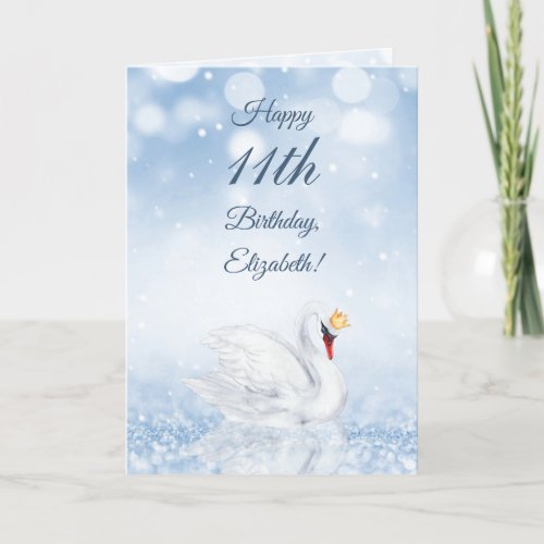 Swan Princess Winter Girls Birthday Card