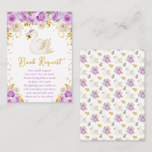 Swan Purple and Gold Roses Book Request Enclosure Card