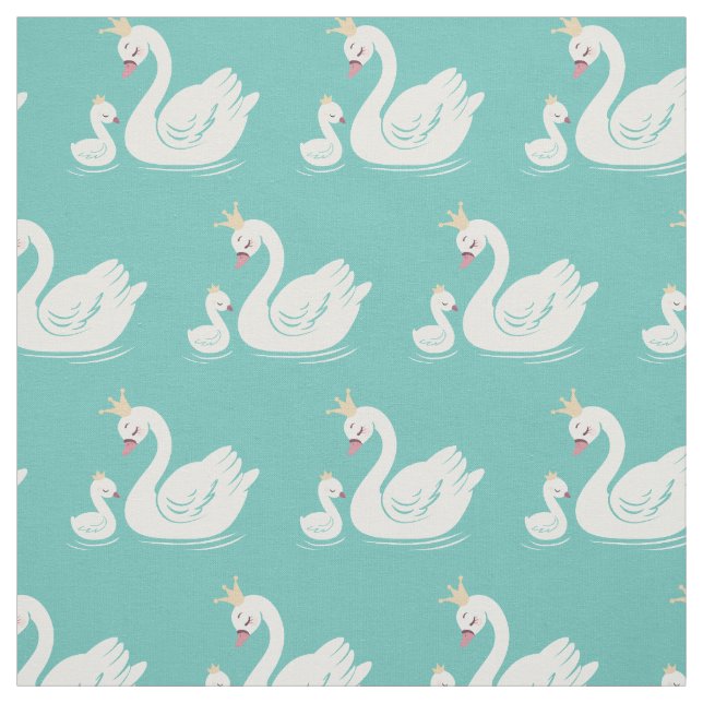 Swan Queen Princess Crown Baby Cute Nursery Fabric (Swatch)