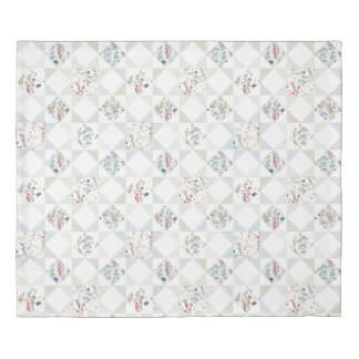 Swan Quilt Blocks Floral BabyBlue Sage Green Patch Duvet Cover
