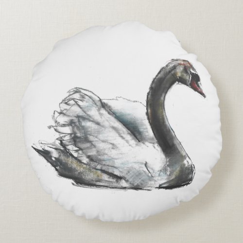 Swan Round Pillow