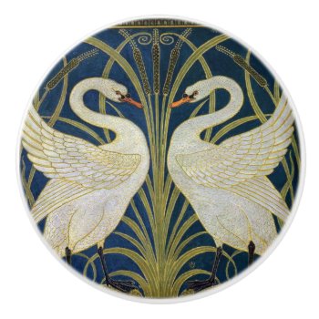 Swan  Rush And Iris By Walter Crane Ceramic Knob by colorfulworld at Zazzle