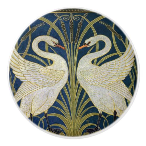 Swan Rush and Iris by Walter Crane Ceramic Knob
