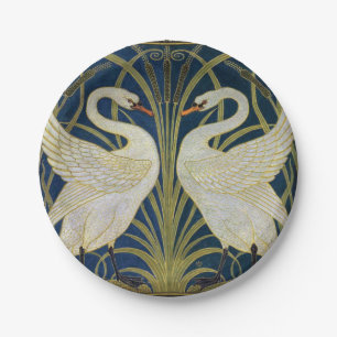 Swan, Rush and Iris by Walter Crane Paper Plates