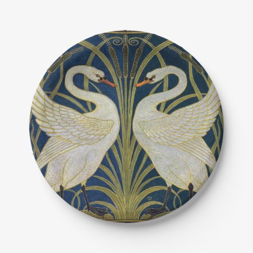 Swan Rush and Iris by Walter Crane Paper Plates