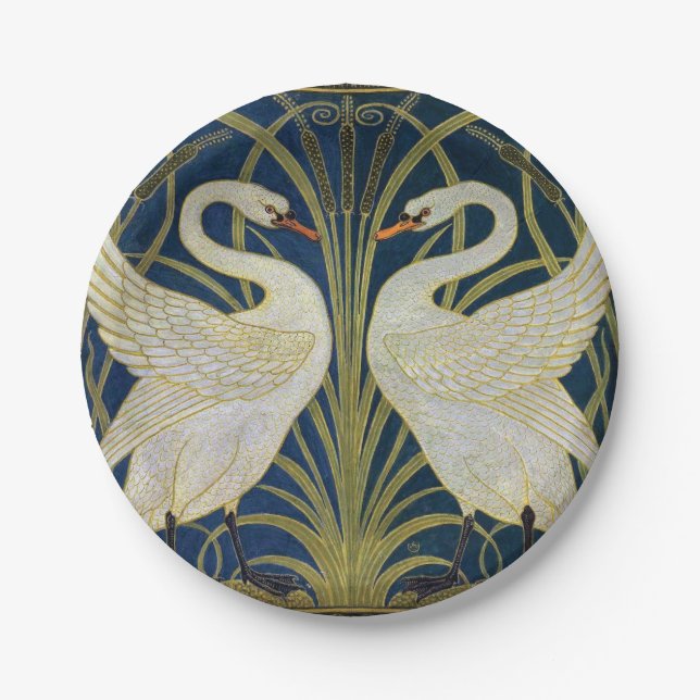 Swan, Rush and Iris by Walter Crane Paper Plates (Front)