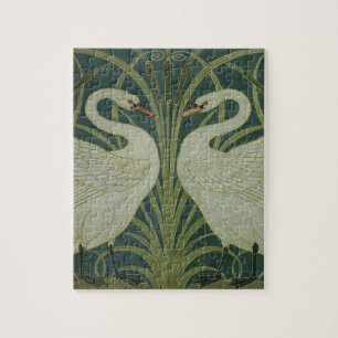 'Swan, Rush and Iris' wallpaper design Jigsaw Puzzle