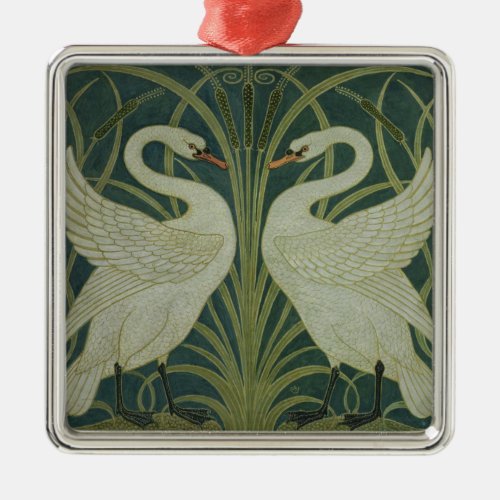 Swan Rush and Iris wallpaper design Metal Ornament